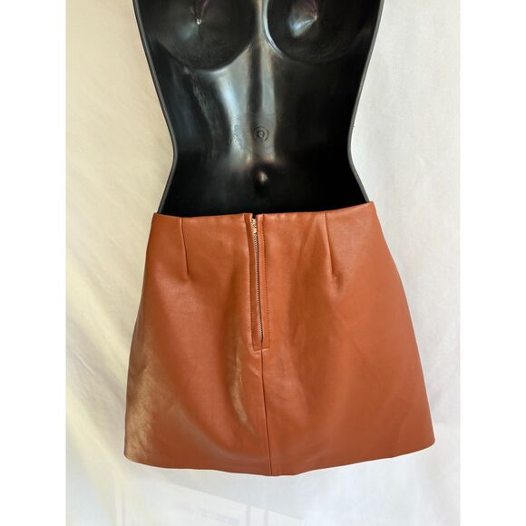 BlankNYC NEW Faux Leather Brown Mini Skirt Size 27 Asymmetrical Sexy Classic - Picture 5 of 11